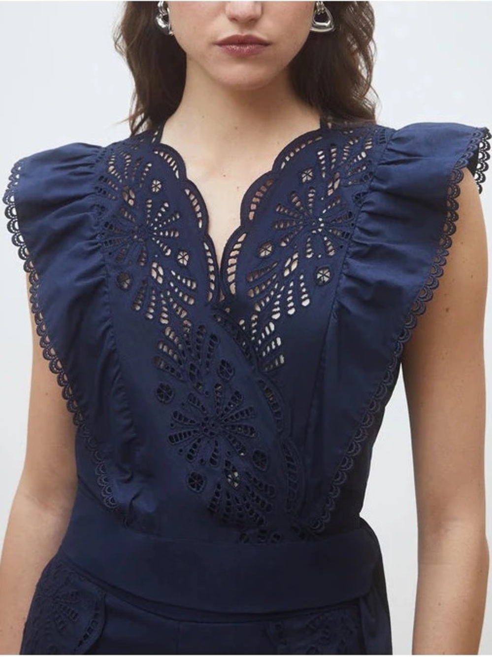 Suncoo Lila Embroidered Sleeveless
Blouse — Navy — size T3 (8-10)